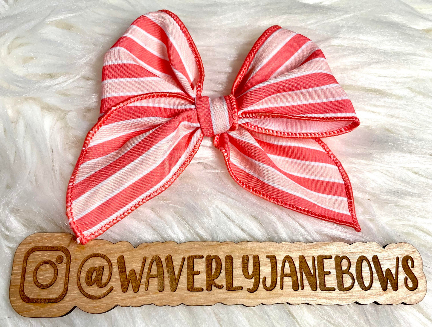 Coral Stripes Fable Bow