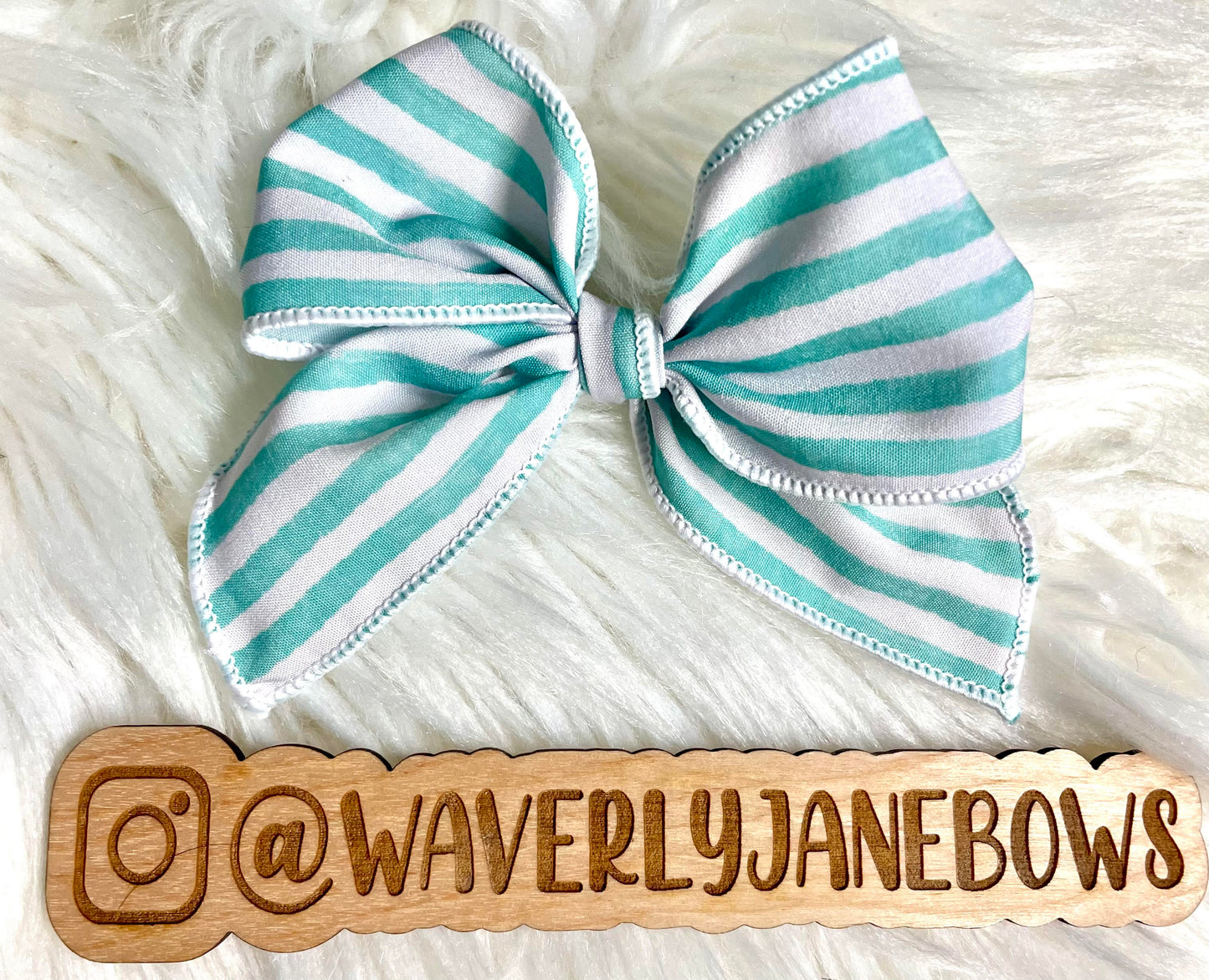 Aqua Stripes Fable Bow