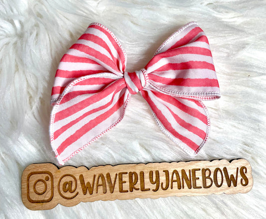 Pink Stripes Fable Bow